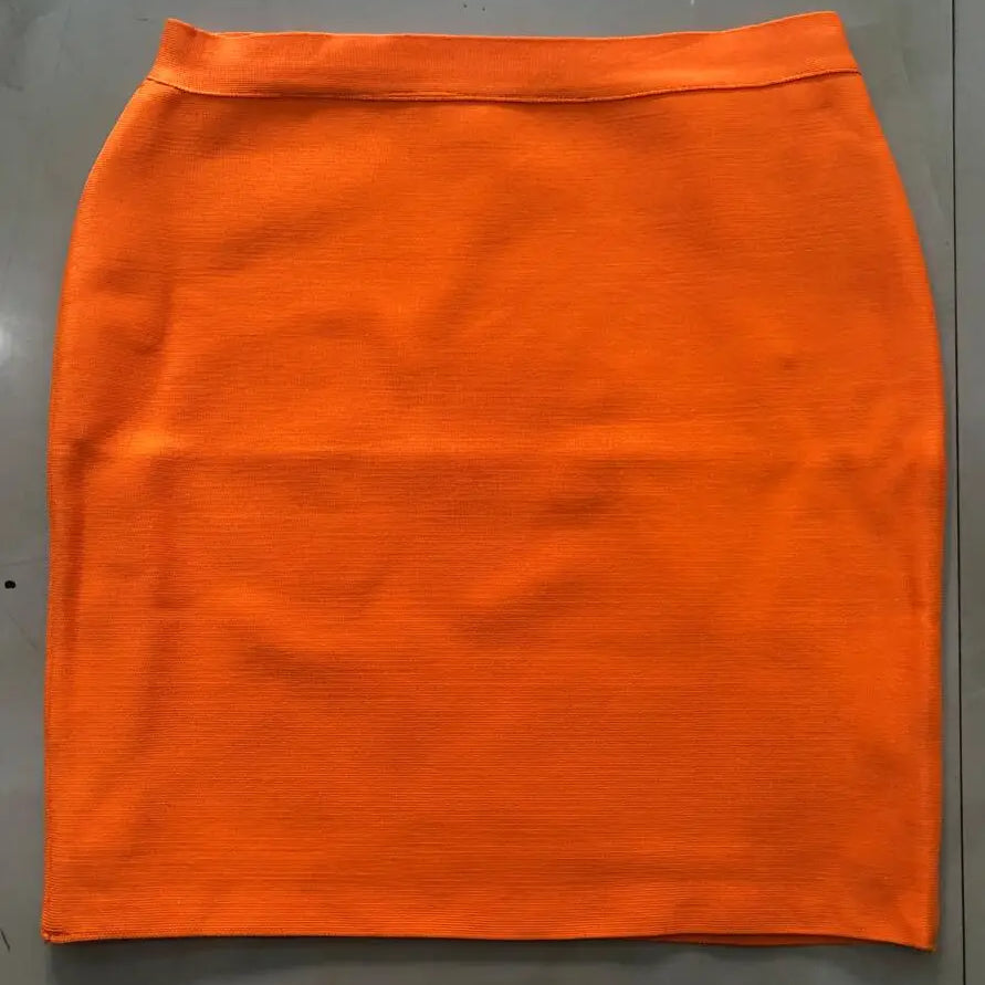 Wholesale Shipping Candy Color Sexy Women Bodycon Mini Bandage Skirt 2021 Designer Fashion Black Pencil Skirt Faldas 43cm Orange