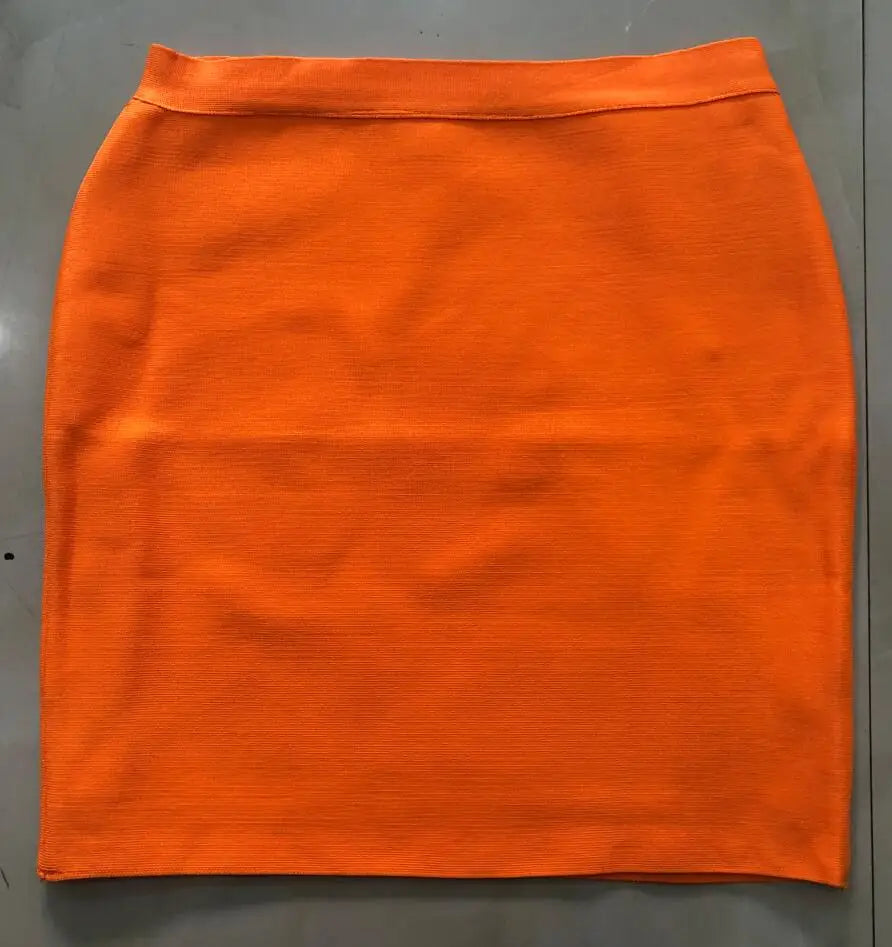 Wholesale Shipping Candy Color Sexy Women Bodycon Mini Bandage Skirt 2021 Designer Fashion Black Pencil Skirt Faldas 43cm Orange