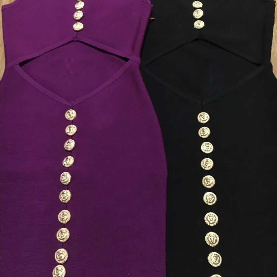 Wholesale Sexy V Neck Cut Out Black Purple Knee Length Women Summer Bandage Dress 2021 Fashion Evening Party Dress Vestido