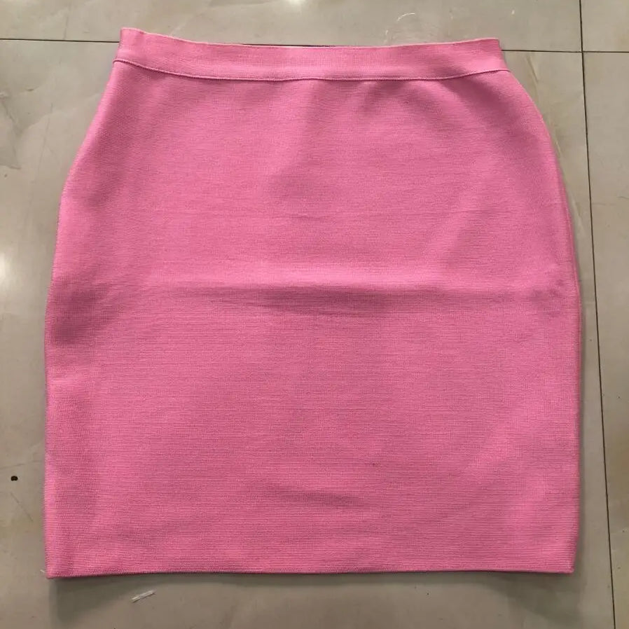 Wholesale Shipping Candy Color Sexy Women Bodycon Mini Bandage Skirt 2021 Designer Fashion Black Pencil Skirt Faldas 43cm Pink