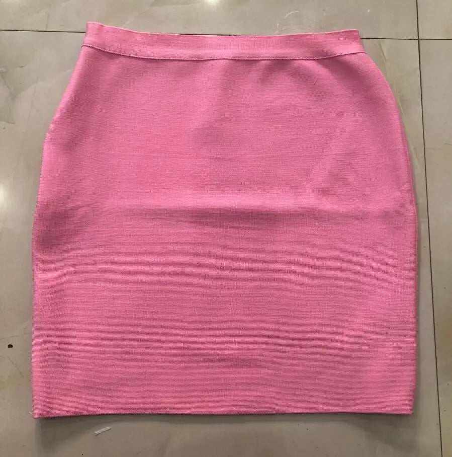 Wholesale Shipping Candy Color Sexy Women Bodycon Mini Bandage Skirt 2021 Designer Fashion Black Pencil Skirt Faldas 43cm Pink