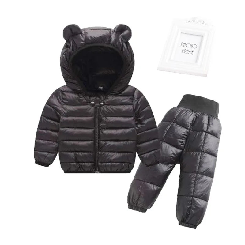 Toddler Baby Girls Boys Clothing Sets Winter Warm Down Jacket Clothes Sets Children Kids Snowsuit Coats Vest Pants Overalls