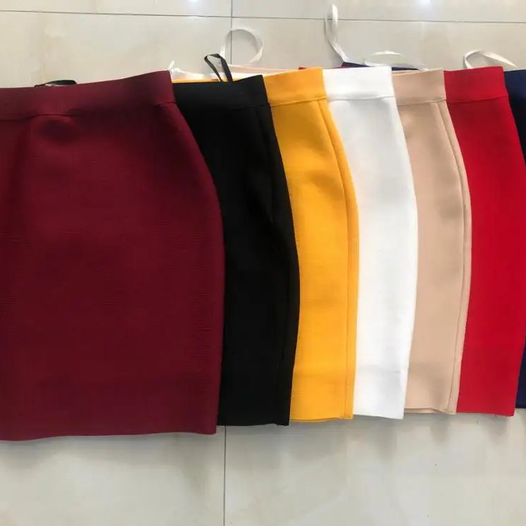 Wholesale Shipping Candy Color Sexy Women Bodycon Mini Bandage Skirt 2021 Designer Fashion Black Pencil Skirt Faldas 43cm