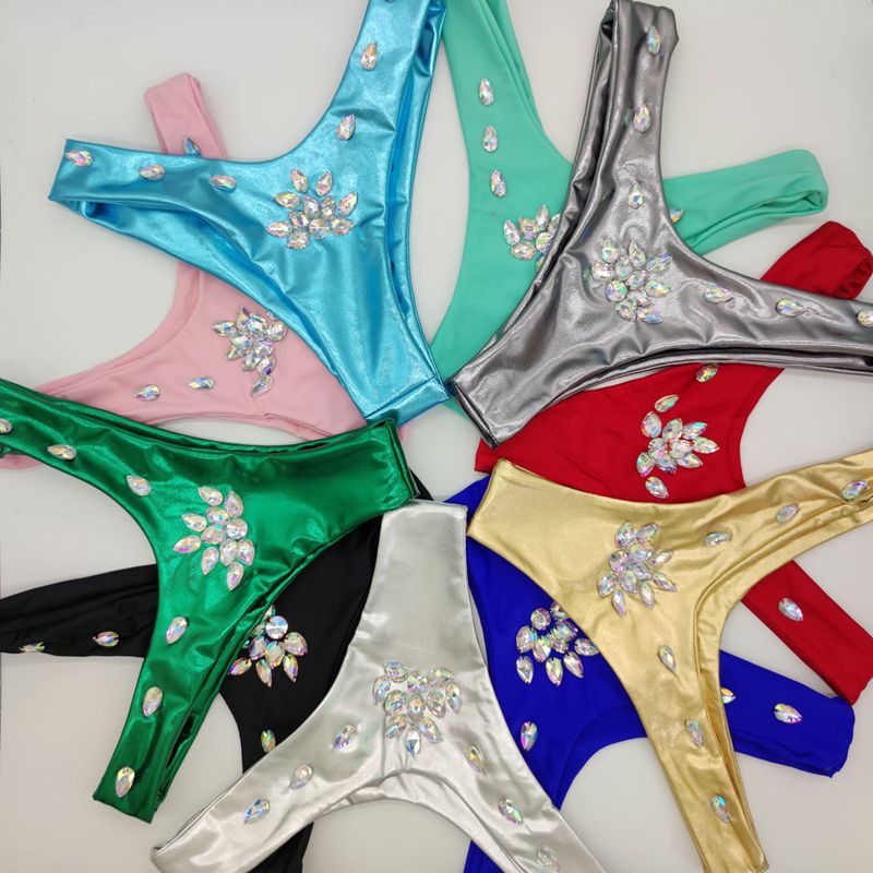 Rhinestone Triangle Bikini Luxury Crystal Diamond Women's Swimsuit Sexy Push Up Gathered Swimwear Biquini