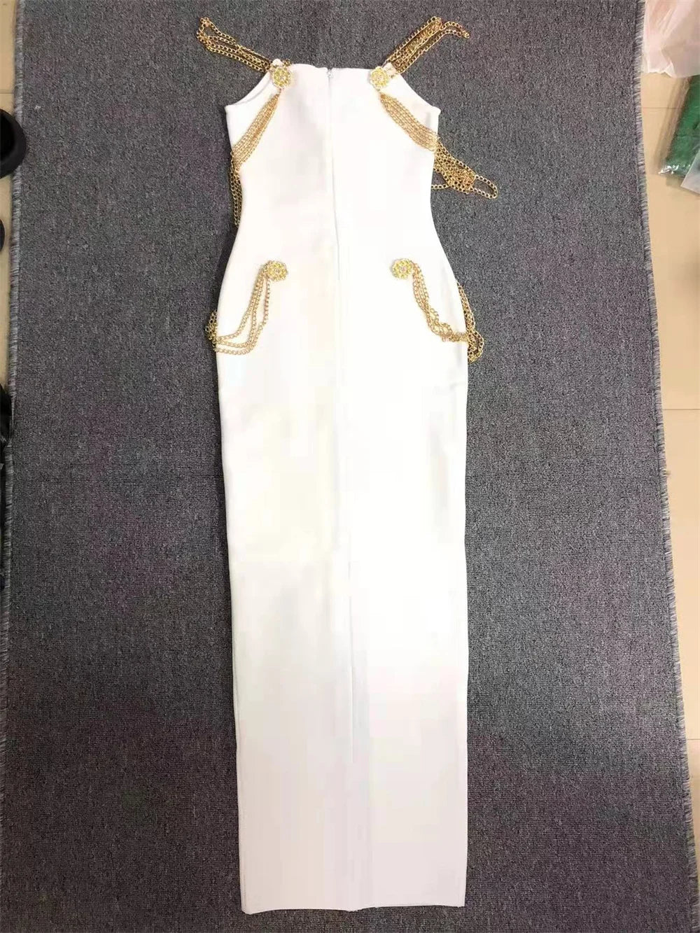 Black White Color Ladies HL Bandage Dress Strap Sexy Rayon Bodycon Long Dress Celebrity Fashion Red Carpet Dress High Quality