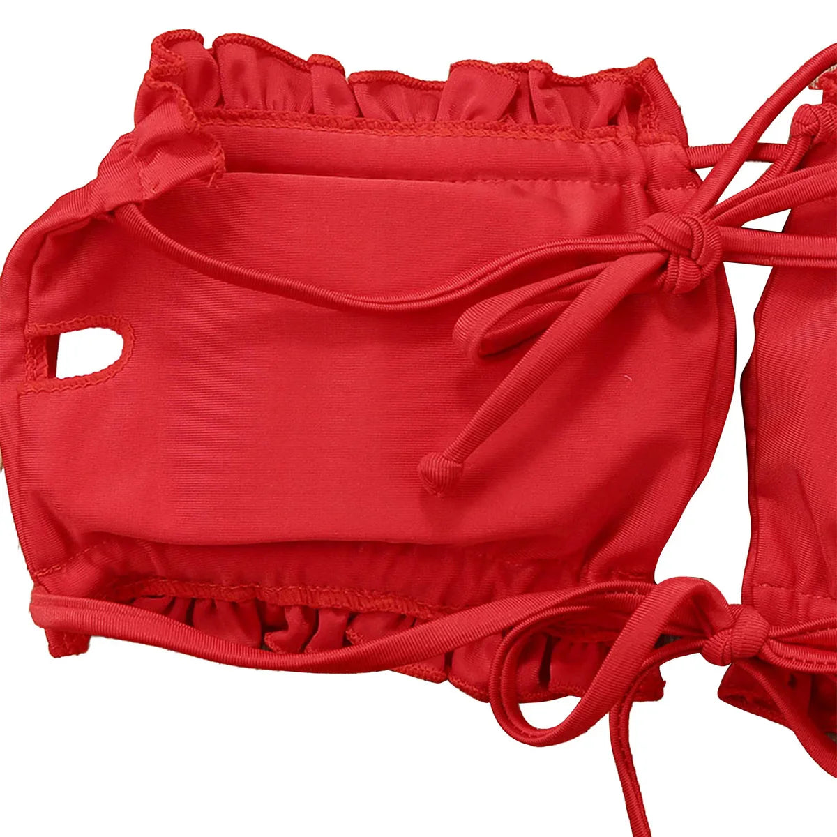 Push Up Padded Women Swimwear Bathing Suit Hirigin Sexy Straples Ruffles Bandage Women Bikini Set Pure Color Summer wear