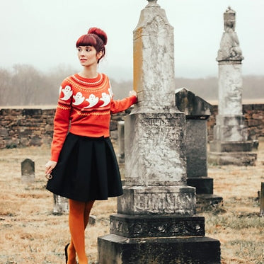 Yangelo Y2k Sweaters Women Halloween's Clothes Gothic Ghost Knitted Pullover for Autumn Winter Purple Streetwear Girl's Top