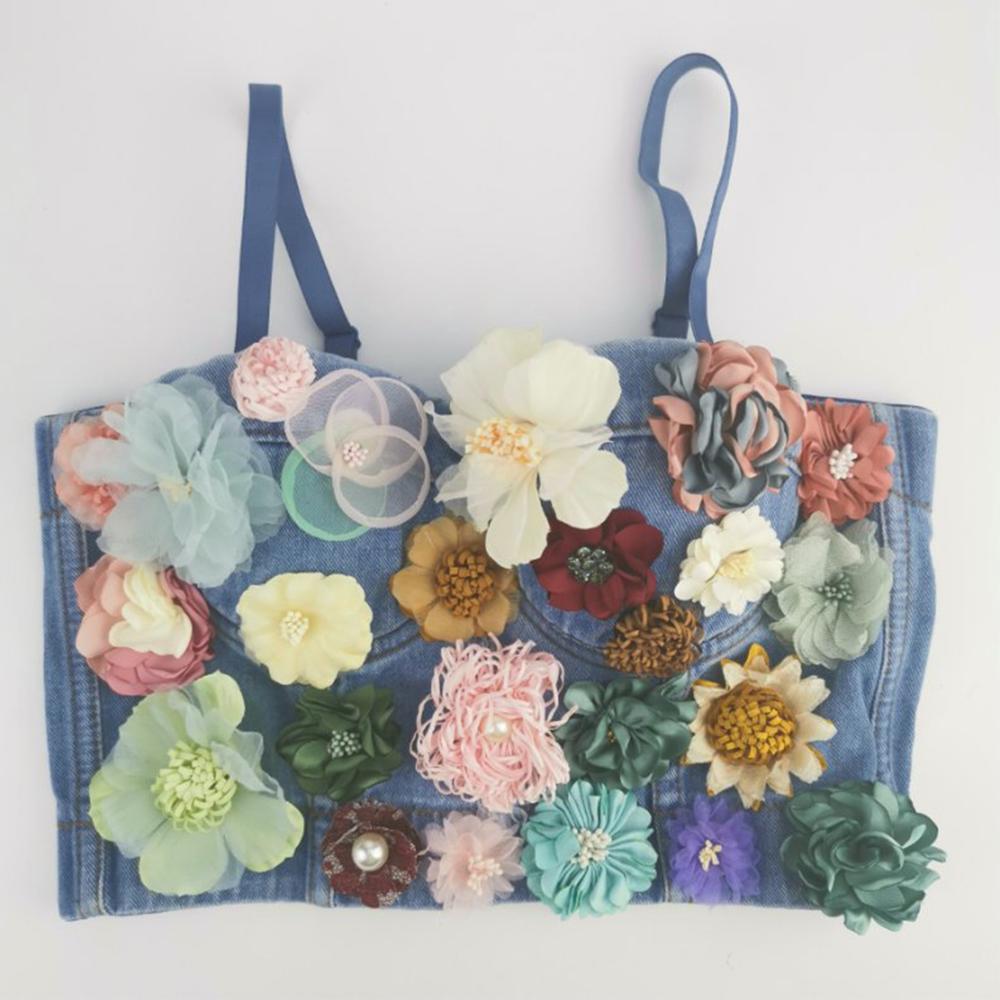 Sexy & Charming Applique Floral Corselets Women's Bachelorette Bustier Bra Cropped Top Wedding Bralette Vest 004