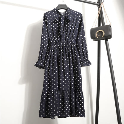 Robe chemise en mousseline de soie, grande taille, vêtements pour femmes, manches longues, nœud rouge, Floral, soirée en Club, automne hiver 