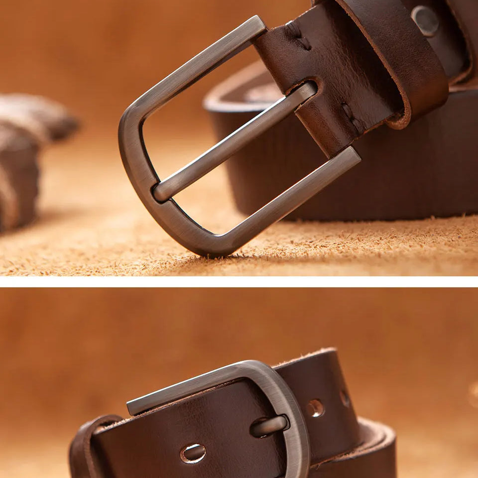 Top Cow genuine leather belts for men luxury designer high quality fashion style vintage brown cowboy male belt