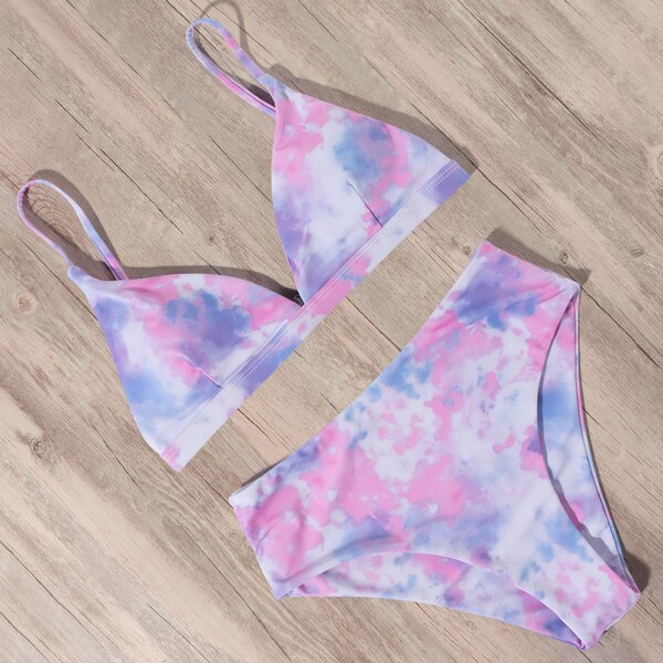 RUUHEE 2024 Bikini Swimwear Swimsuit Women Solid Bathing Suit Green Neno Bikini Set With Pad Female High Waist Beachwear Biquini B3091TD