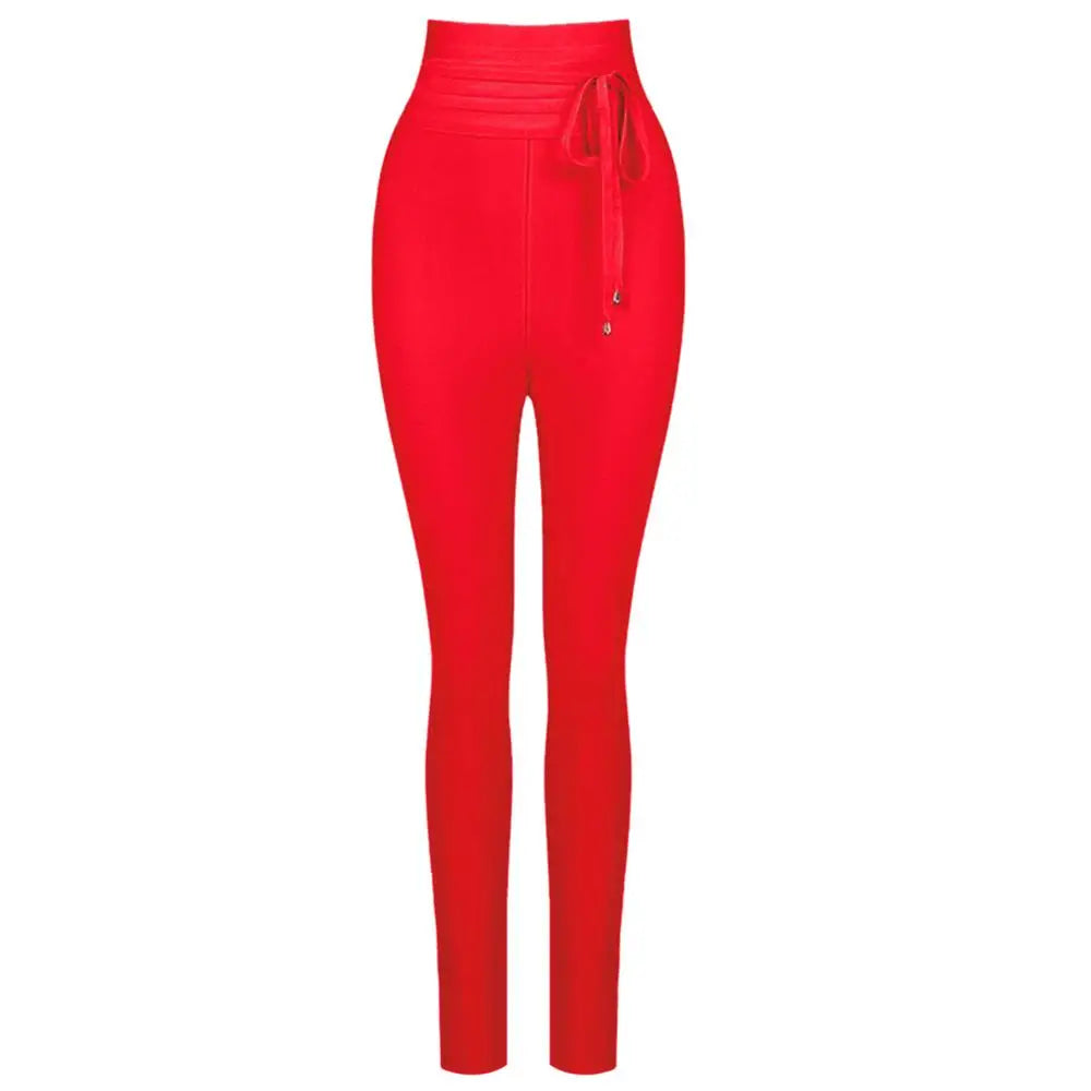 Black Grey Pink Rayon Bandage Pant Sexy Fashion Celebrity Pant Red