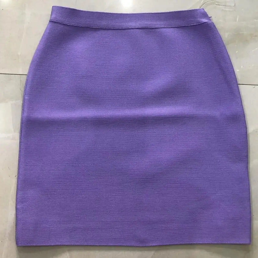 Wholesale Shipping Candy Color Sexy Women Bodycon Mini Bandage Skirt 2021 Designer Fashion Black Pencil Skirt Faldas 43cm Lavender