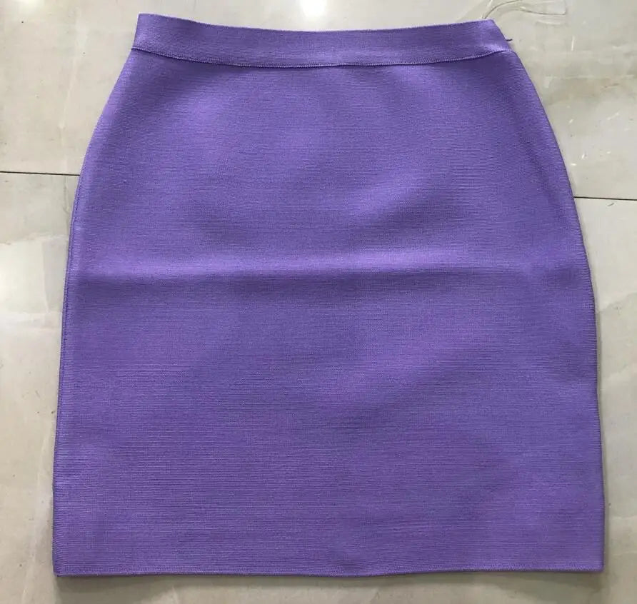 Wholesale Shipping Candy Color Sexy Women Bodycon Mini Bandage Skirt 2021 Designer Fashion Black Pencil Skirt Faldas 43cm Lavender