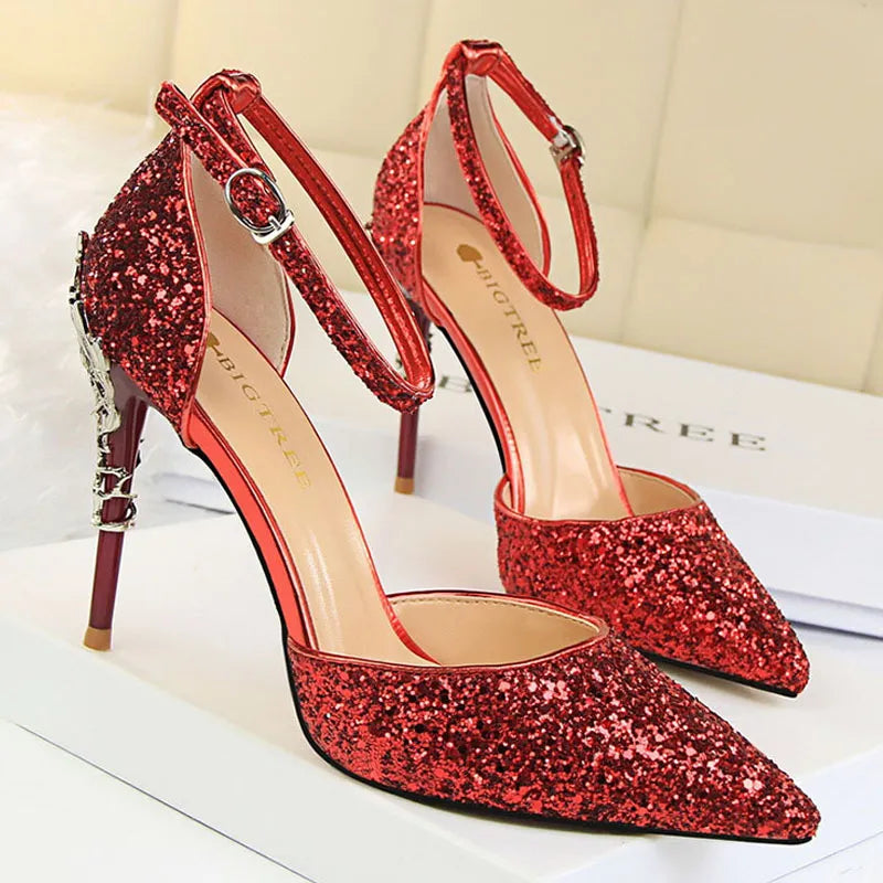 Shoes Heels 2024 New Woman Pumps Sequins High Heels Women Shoes Fashion Ladies Shoes Gold Sliver Stiletto Heels Sandals
