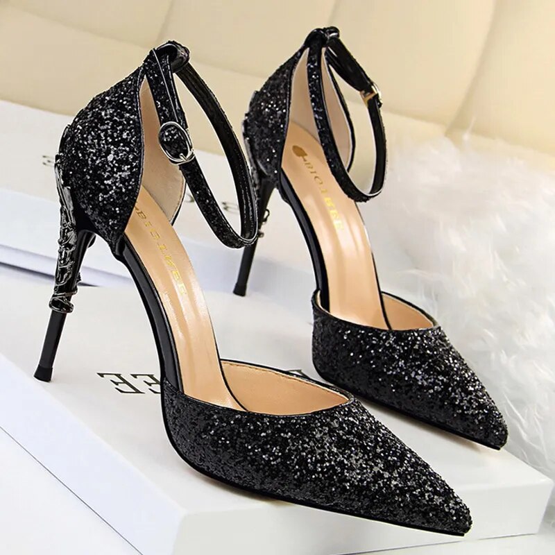 Shoes Heels 2024 New Woman Pumps Sequins High Heels Women Shoes Fashion Ladies Shoes Gold Sliver Stiletto Heels Sandals