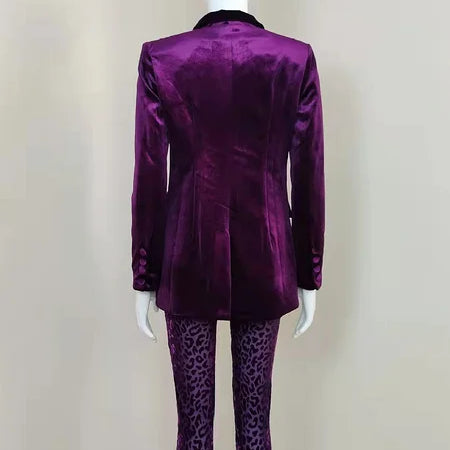 High Street Autumn New Purple Sexy Full Sleeves 2 Pieces Set Elegant Women Celebrity Party Fashion Wear