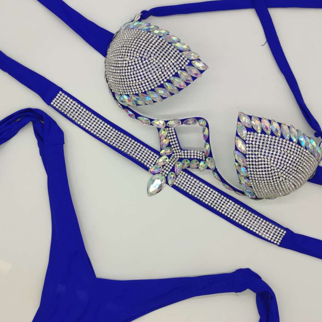 Push Up Triangle Bikini Luxury Rhinestone Women's Swimwear Crystal Diamond Sexy Gathered Swimsuit