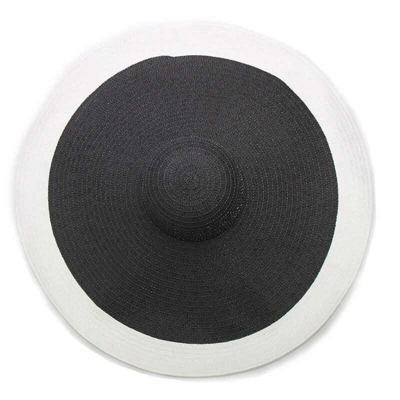 Women Beach Accessories Sombrero Big Size Hat Female Large Wide Brim Straw Sun Hats Oversized Anti UV 50 Summer Hat Wholesale black white