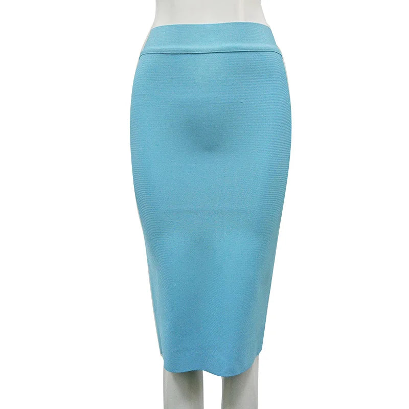 16 Colors Tight Pink Green Black Rayon Knee Length Bandage Skirt Night Club Party Skirt No 2 color