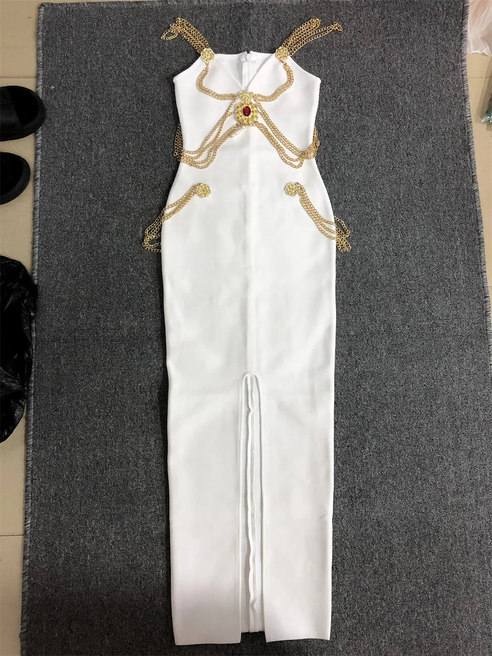 Black White Color Ladies HL Bandage Dress Strap Sexy Rayon Bodycon Long Dress Celebrity Fashion Red Carpet Dress High Quality