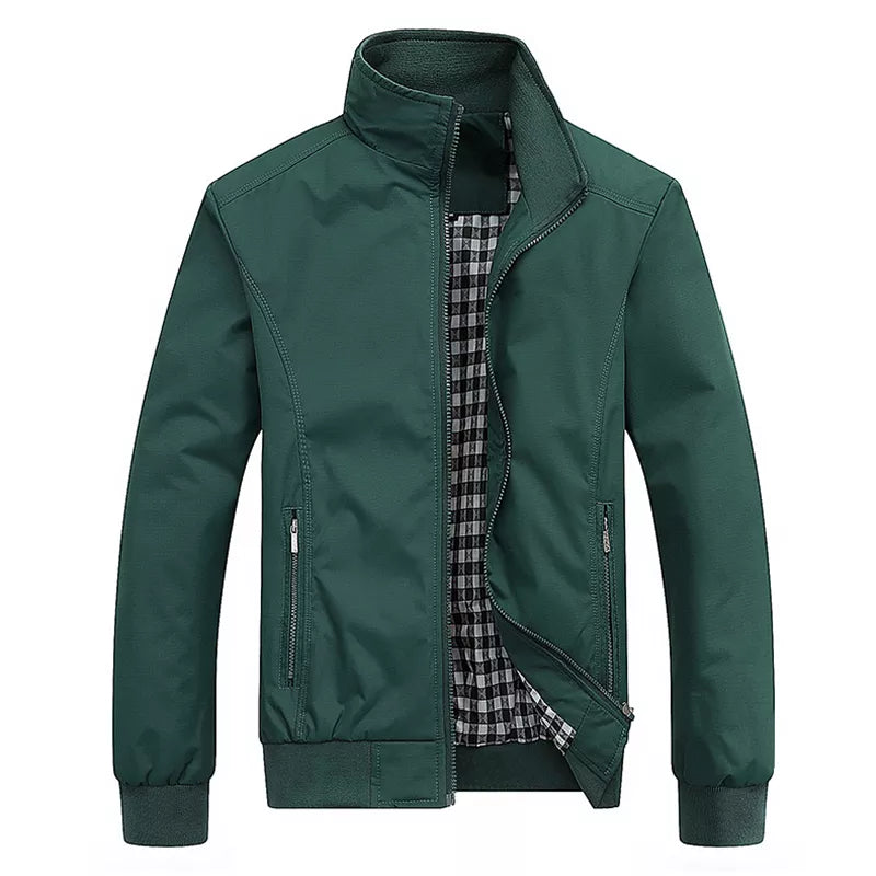 Spring Autumn Casual Solid Fashion Slim Bomber Jacket Men Overcoat Baseball Jackets Men's Jacket 0149 green