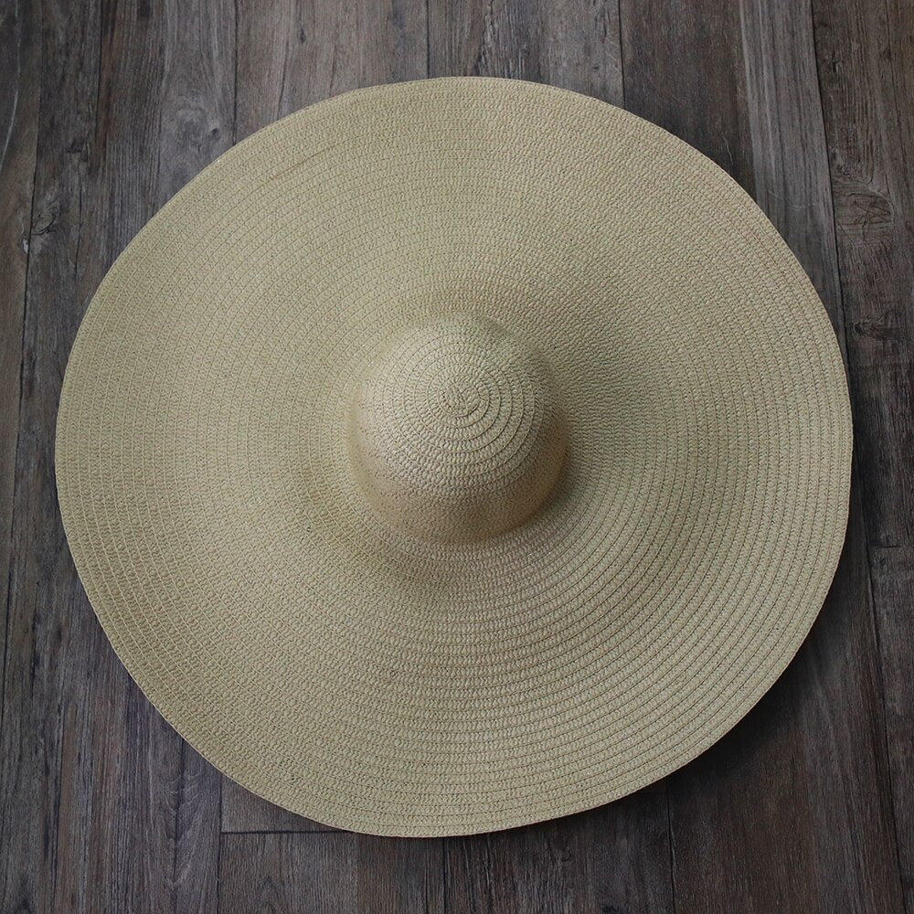 Women Beach Accessories Sombrero Big Size Hat Female Large Wide Brim Straw Sun Hats Oversized Anti UV 50 Summer Hat Wholesale dark green