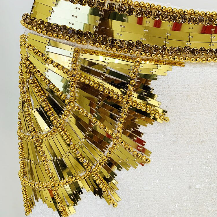 HIGH STREET Newest 2024 Designer Fashion Women's Stunning Metallic Diamonds Strass Handwork Beaded Tweed Mini Skirt