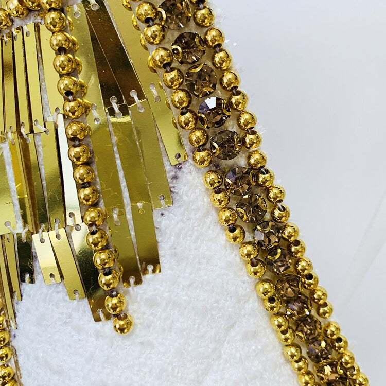 HIGH STREET Newest Fashion 2024 Designer Tops Women's Stunning Metallic Diamonds Beaded Halter Neck Tweed Camis Tank Tops