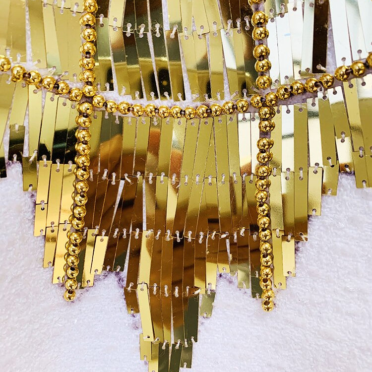 HIGH STREET Newest Fashion 2024 Designer Tops Women's Stunning Metallic Diamonds Beaded Halter Neck Tweed Camis Tank Tops