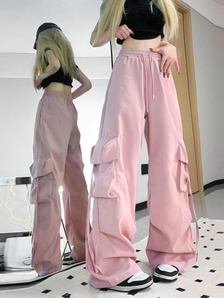 Pink Oversize Streetwear Pants  Pink Streetwear Cargo Pants
