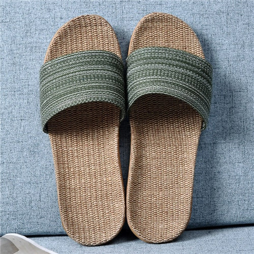 Suihyung Summer Flax Slippers Women Men Casual Linen Slides Multi-Style Non-Slip EVA Home Flip Flops Indoor Shoes Female Sandals As Show 21