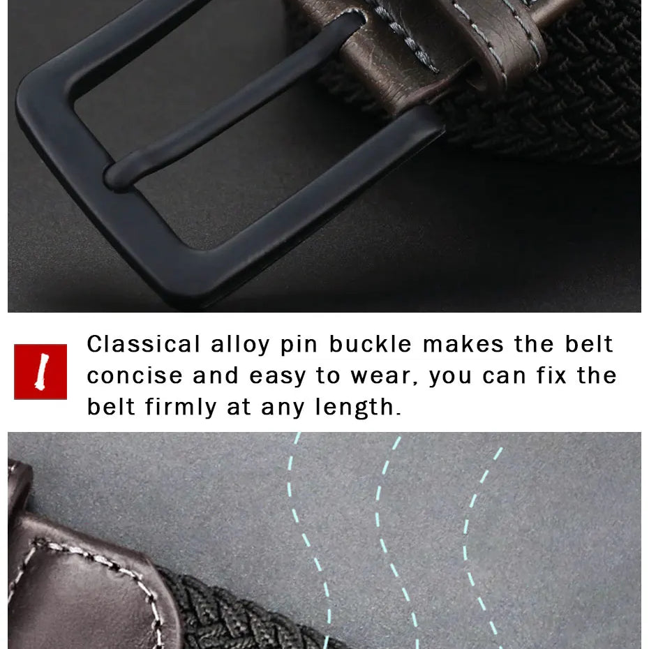 MaiKun Canvas Belts for Men Fashion Metal Pin Buckle Military Tactical Strap Male Elastic Belt for Pants Jeans