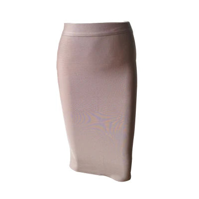 Wholesale Women Summer Fashion Sexy Black Blue Orange Red Beige Bandage Skirt 2022 Designer A Line Pencil Skirt Faldas 60cm Beige
