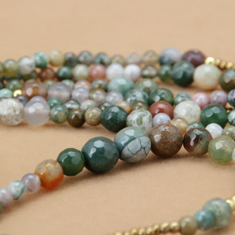 New Natural India Onyx with Seed Beads Teardop Pendant 3 Layered Necklace Bohemia Beaded Statement Necklaces Dropshipping