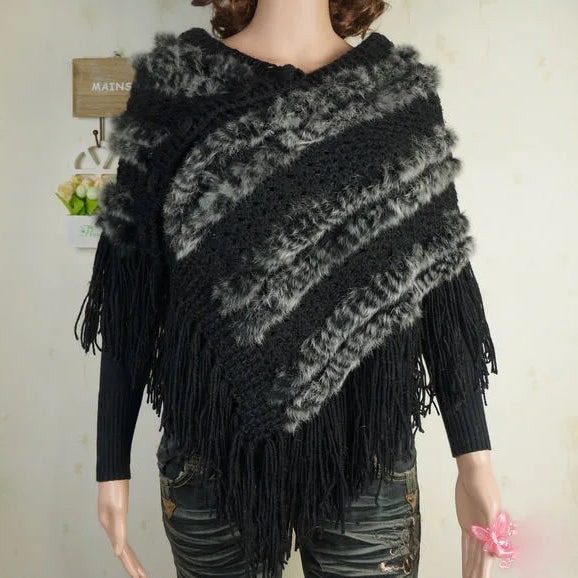 Spring wearing coat rabbit fur cape women's fur shawl all-match bride wedding formal dress free shipping grass black One Size