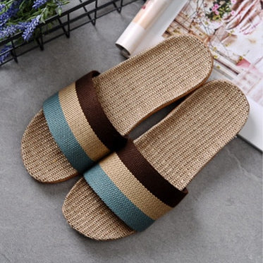 Suihyung Summer Flax Slippers Women Men Casual Linen Slides Multi-Style Non-Slip EVA Home Flip Flops Indoor Shoes Female Sandals As Show 18