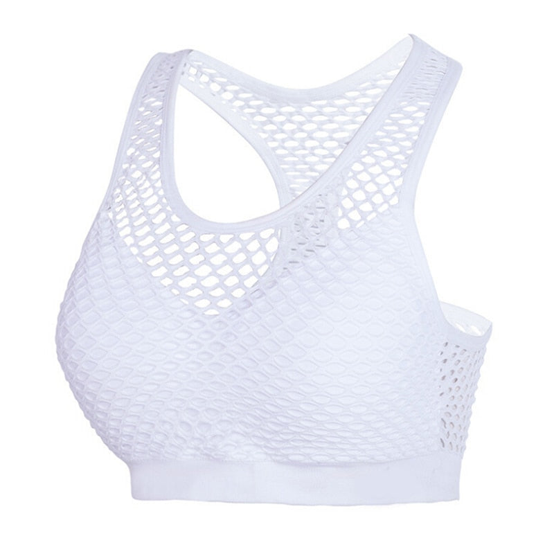 Shockproof Mesh Patchwork Fitness Yoga Bra Push Up Padded Top Anti Sweat Yoga Bra Tops Women Breathable Sportwear