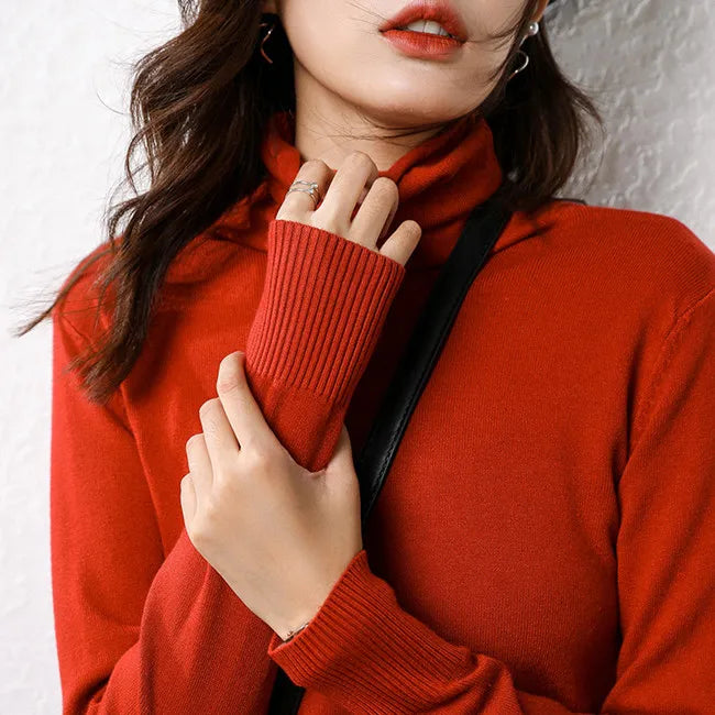 Cashmere sweater woman fashion 2019 women turtleneck cashmere sweater women knitted pullover women sweater Casual tops M-XXXL Cinnabar red
