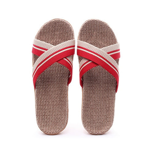 Suihyung Summer Flax Slippers Women Men Casual Linen Slides Multi-Style Non-Slip EVA Home Flip Flops Indoor Shoes Female Sandals