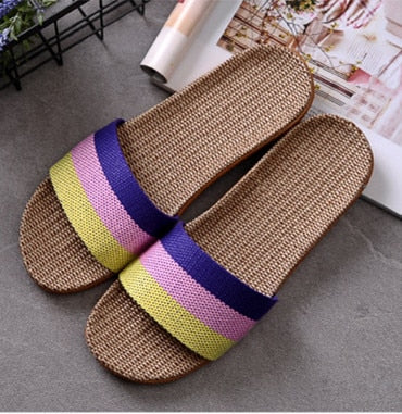 Suihyung Summer Home Shoes Casual Flax Slippers Women Anti-slip