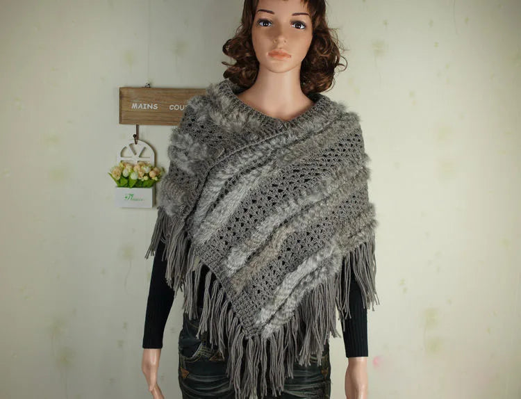 Spring wearing coat rabbit fur cape women's fur shawl all-match bride wedding formal dress free shipping grass grey One Size