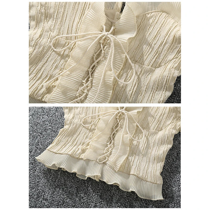 New Korean Fashion Sexy Slim Summer Tops White Black Casual Tank Top Women Bandage Sleeveless Crop Top Zipper Woman Clothes