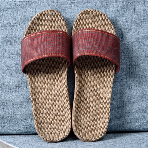 Suihyung Summer Flax Slippers Women Men Casual Linen Slides Multi-Style Non-Slip EVA Home Flip Flops Indoor Shoes Female Sandals