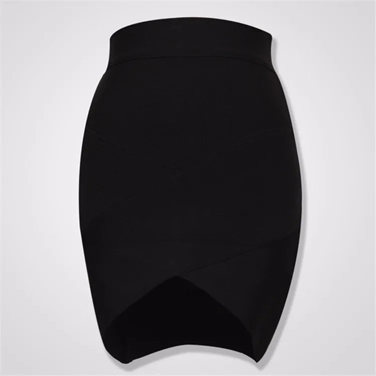 Ladies Rayon Thick Short Rayon Bandage Skirt Cocktail Party Cute Mini Skirt Vestidos black