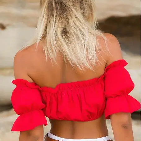Women Off Shoulder Short Sleeve Tank Top Casual Cotton Short Slash Neck Shirt 2023 New arrival Ruched Crop Tops