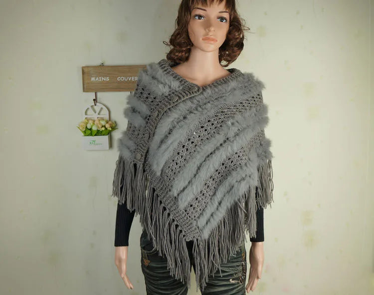 Spring wearing coat rabbit fur cape women's fur shawl all-match bride wedding formal dress free shipping grey One Size