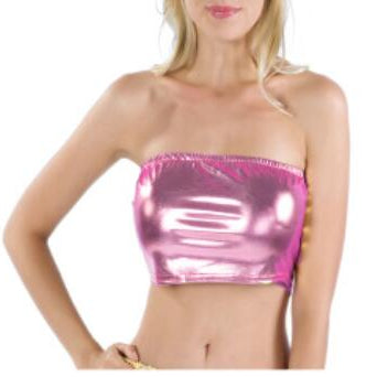 Sexy Gold Strapless Dressy Crop Top Women Shiny Stretch Party Clubwear Sequin Tube Top Bandeau Tank Top Dance Costumes Pink