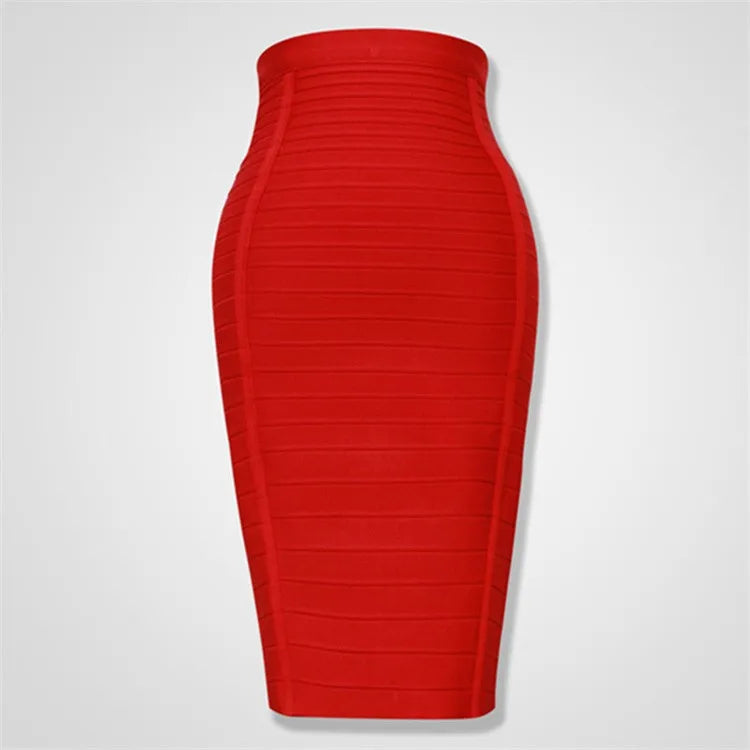 Black Red Blue Orange Zipper Bodycon Rayon Bandage Skirt Day Party Pencil Skirt