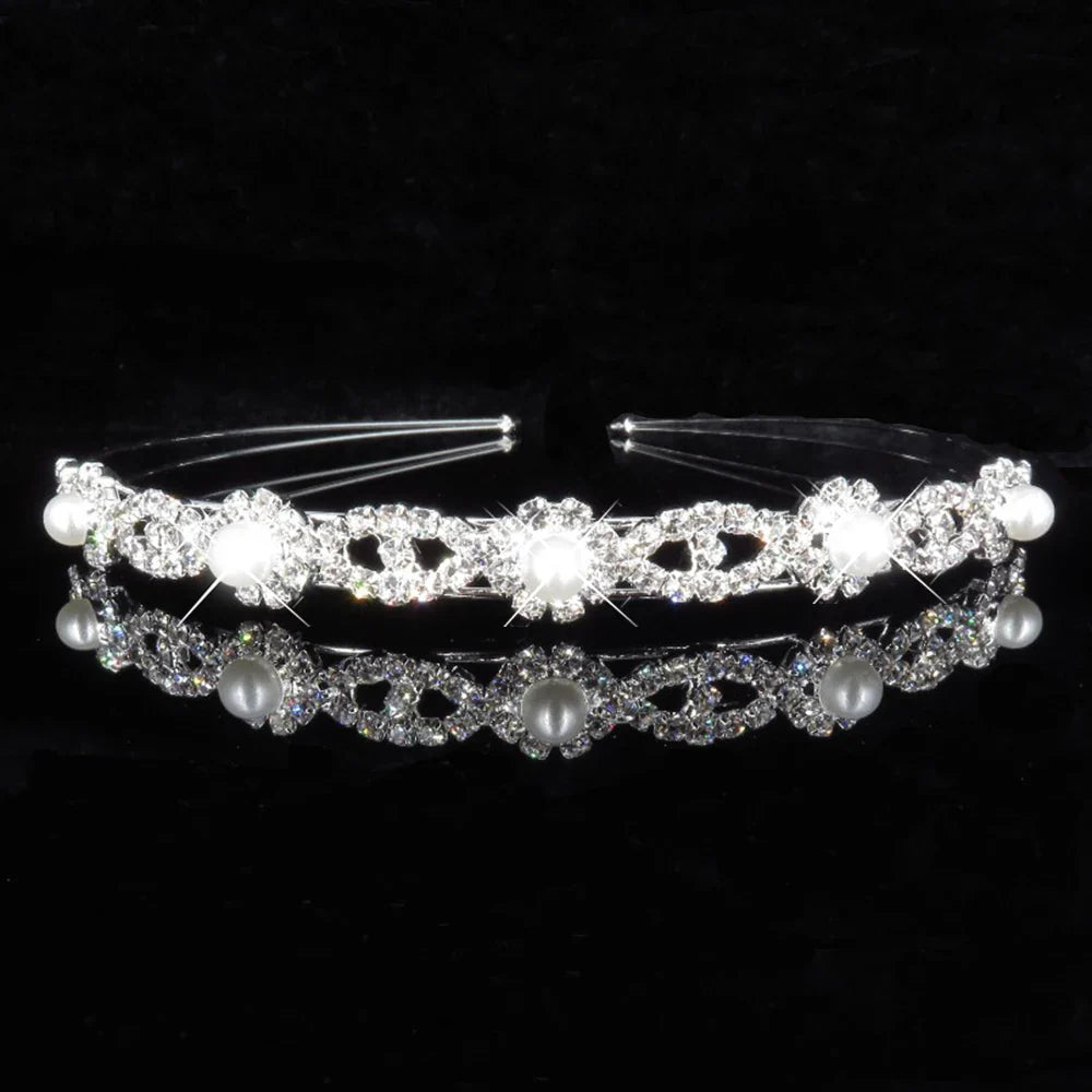 AINAMEISI Fashion Bridal Hair Accessories For Women Hairbands Pearl Crystal Rhinestone Wedding Crown Tiara Wedding Hair Jewelry